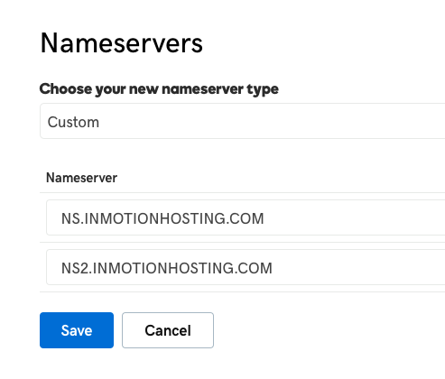 Cambiar el nuevo host de los servidores de nombres
