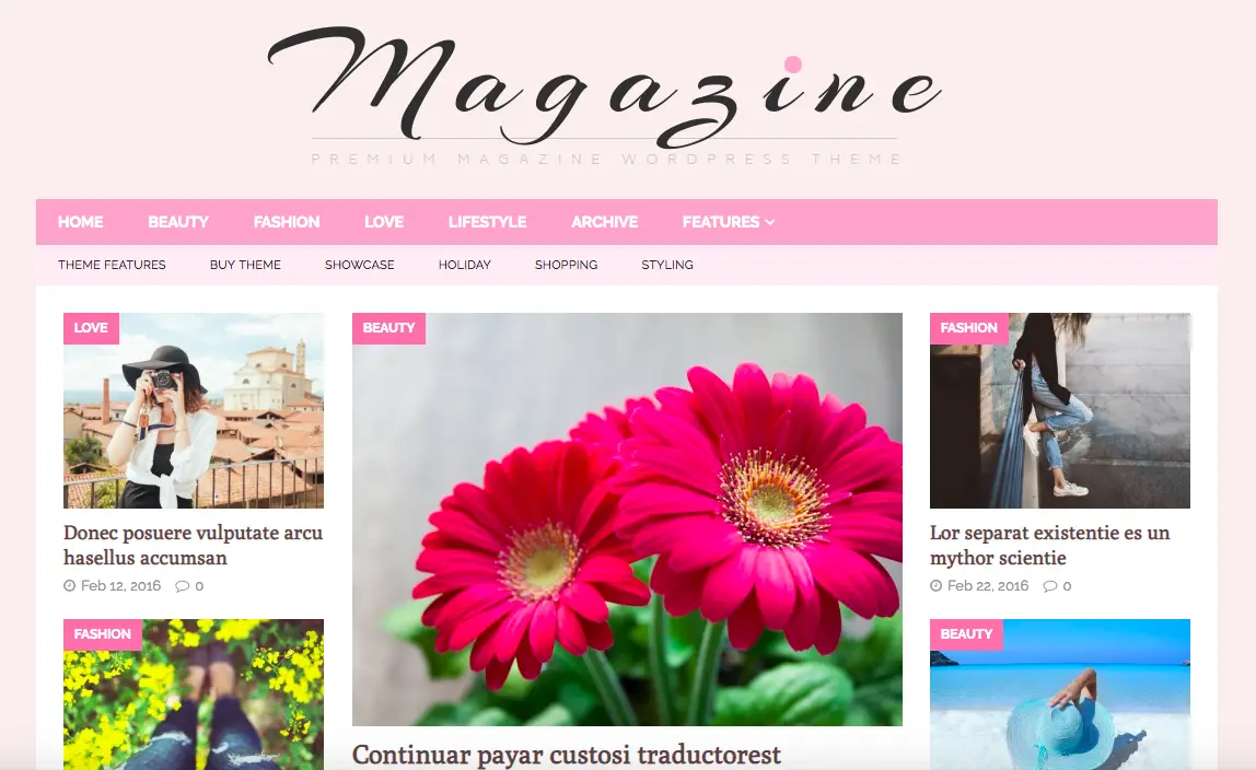 Feminine Magazine WordPress Theme
