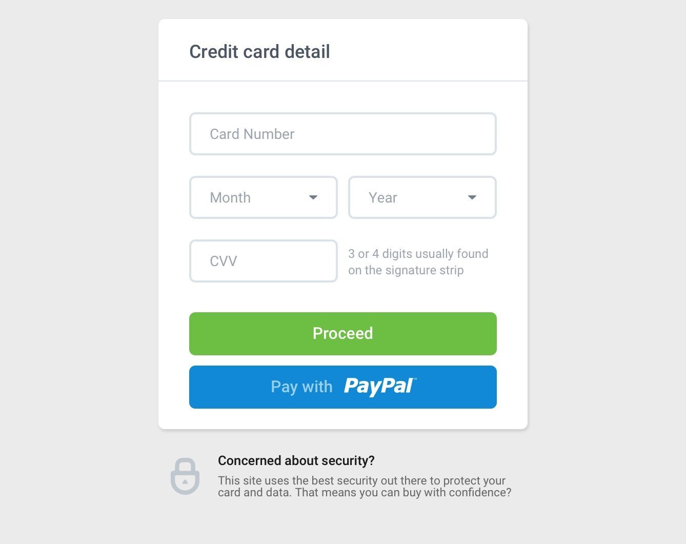 creditcard details