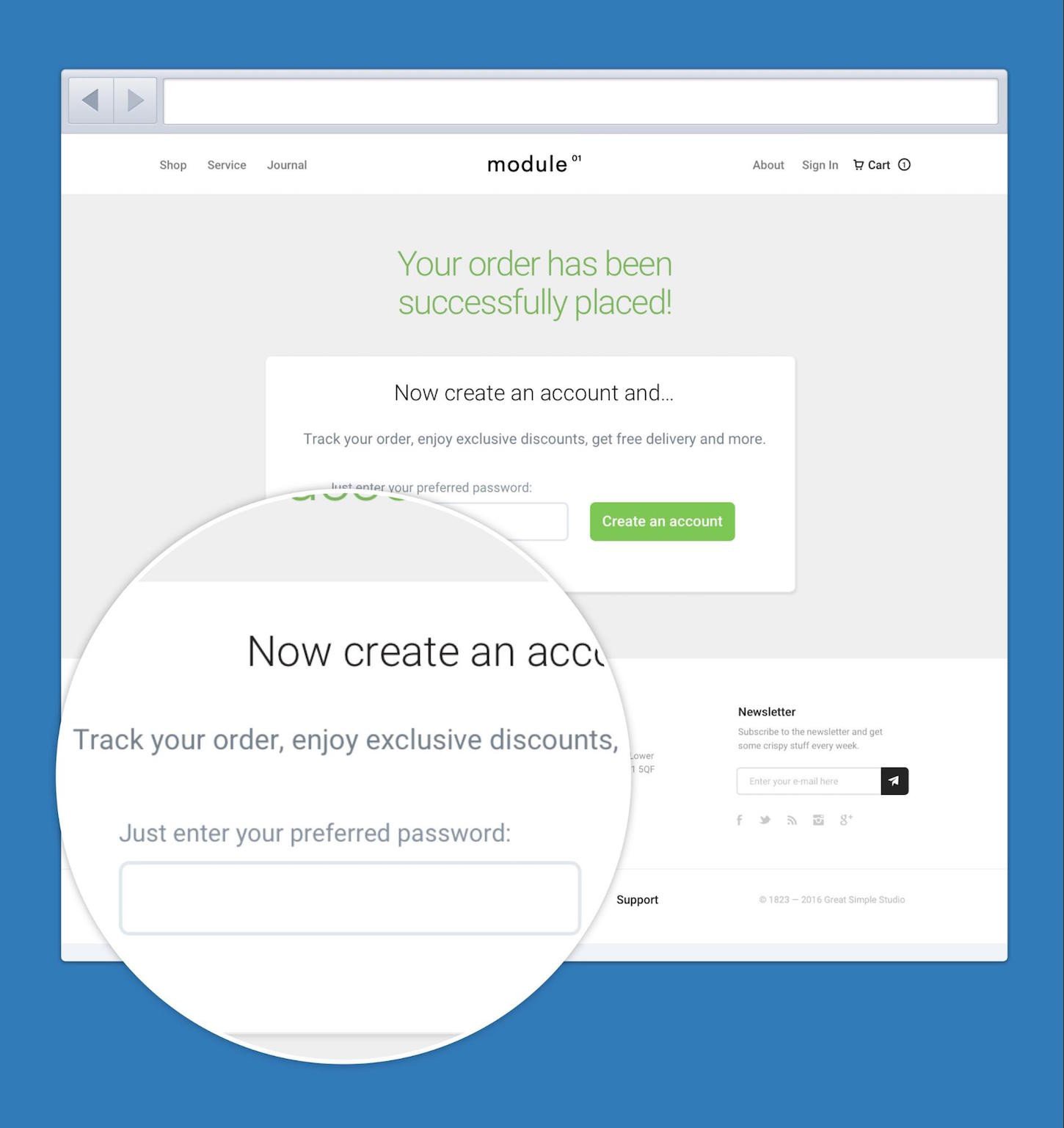 Register account after purchase