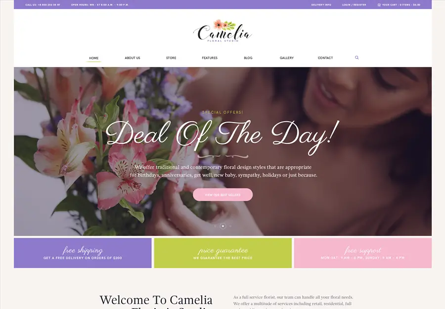 Camelia | Um tema de WordPress floral Studio Florist
