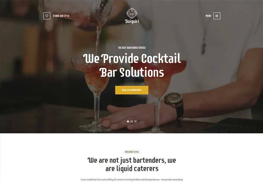 Daiquiri | Bartender Services & Catering WordPress-tema