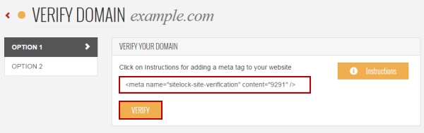 Sitelock - verificar dominio