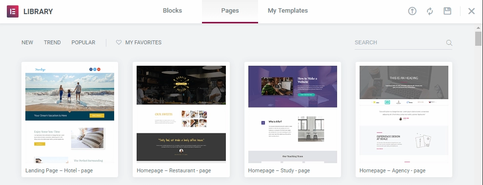 elementor page templates