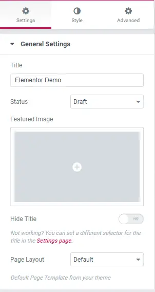 sidebar settings panel