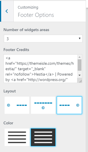 footer options
