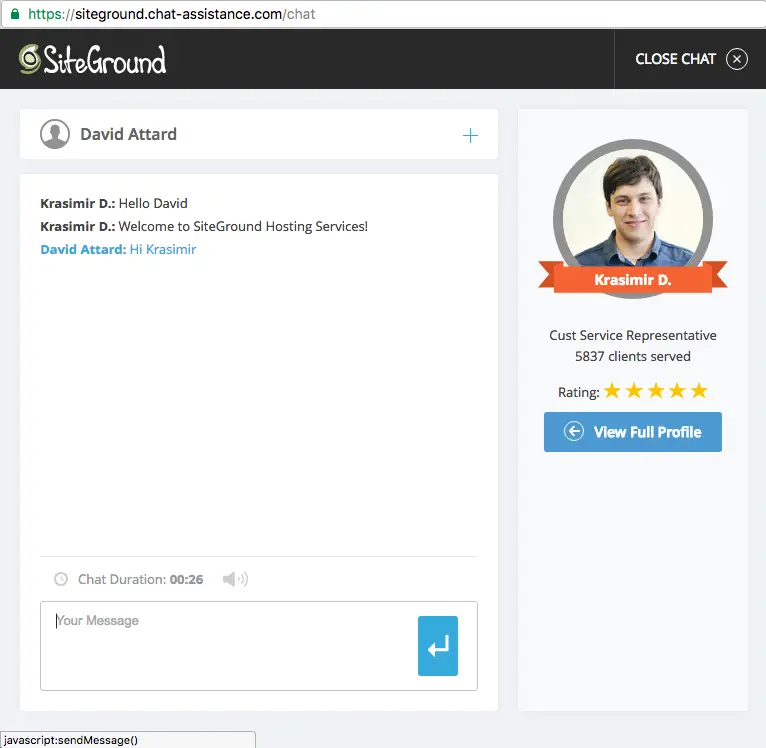 SiteGround Support-Chat