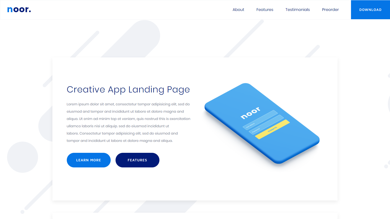 creative app landing page