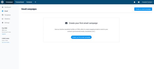Creating an email campaign with Sendinblue