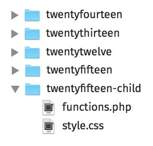 struttura della directory del tema figlio di wordpress