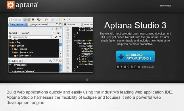 Aptana Studio 3 - IDE o otwartym kodzie źródłowym i narzędzie do projektowania stron internetowych