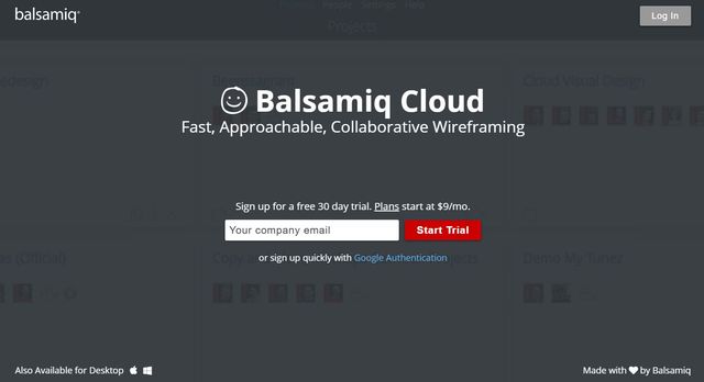 Balsamiq - prototyping web design tool
