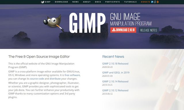 GIMP - free web design tool for image editing