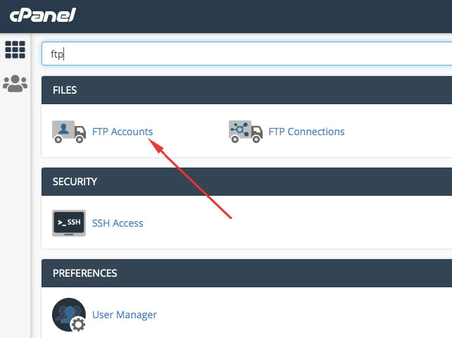 account ftp cpanel