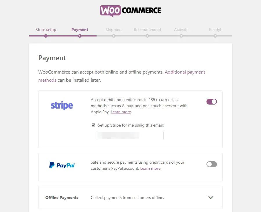 WooCommerce Payment -sivu