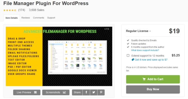 Complemento de administrador de archivos para WordPress