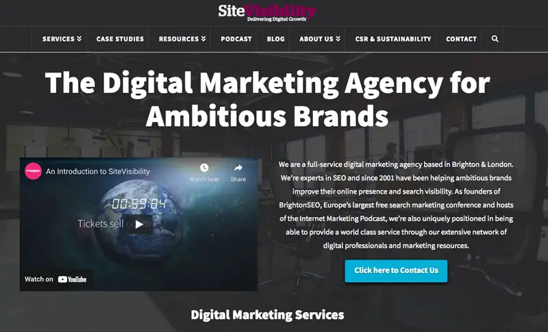 sito web dell'agenzia di marketing per la visibilità del sito