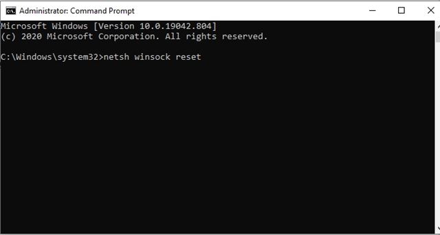 Perform a netsh winsock reset in Windows