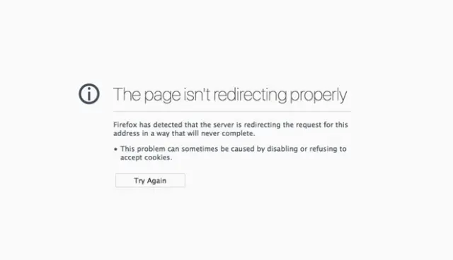 What is the err too many redirects error2