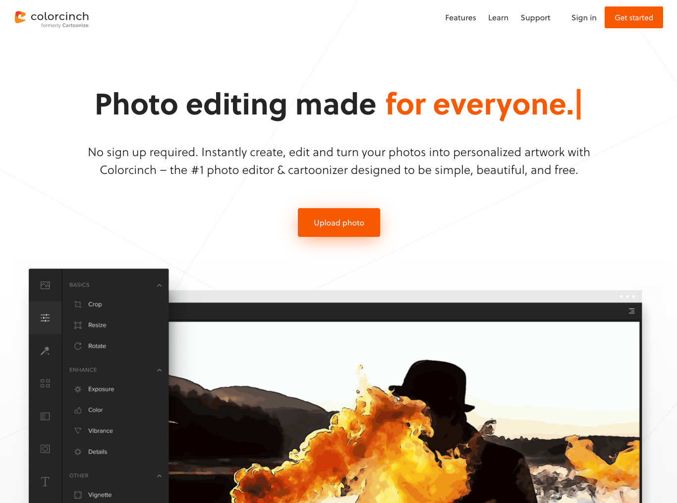 colorcinch - ferramenta de web design de edição de fotos