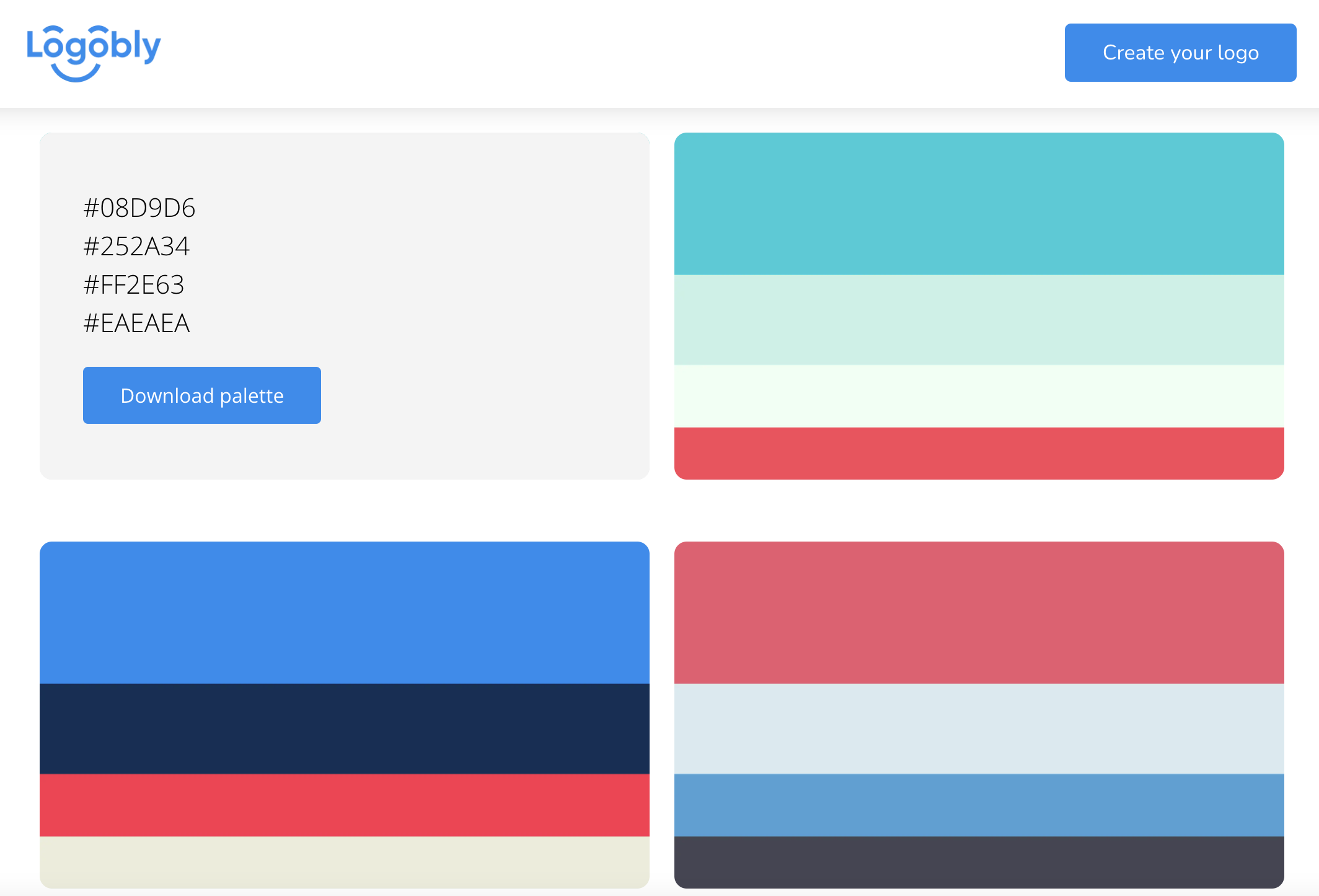 colores de inicio - paletas de combinación de colores