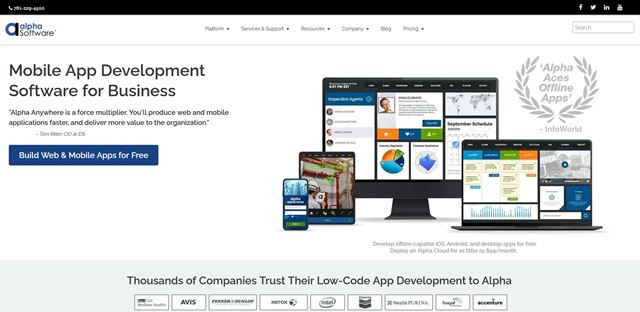 Alpha - ontwikkelingssoftware voor mobiele apps voor bedrijven