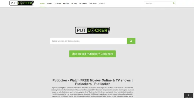 Putlocker - populär webbplats för gratis streaming av filmer online
