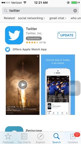 application twitter sur l'App Store