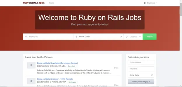 un altro sito web di lavori Ruby on Rails