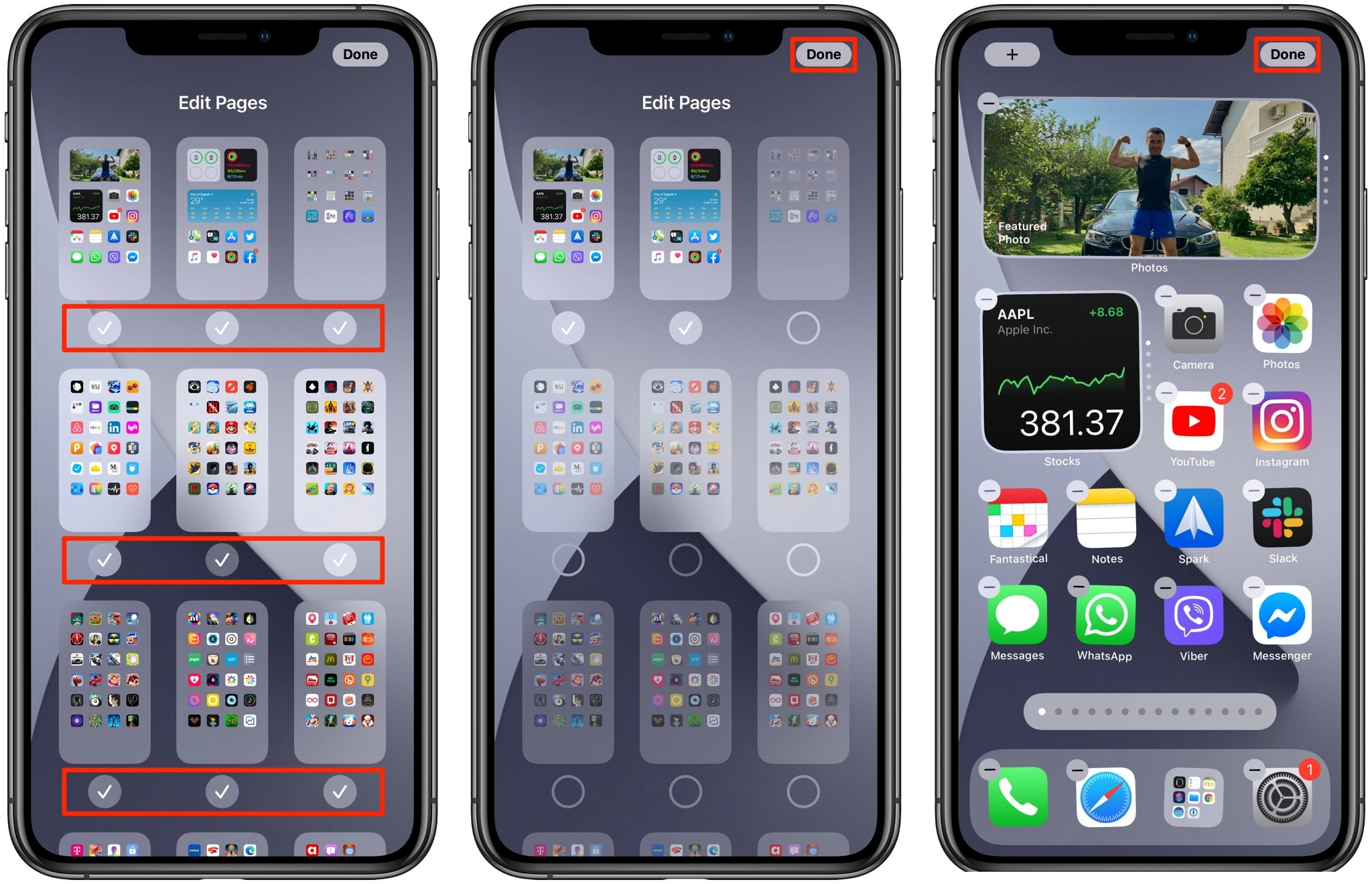 iOS ocultar las páginas de la aplicación de la pantalla de inicio iPhone