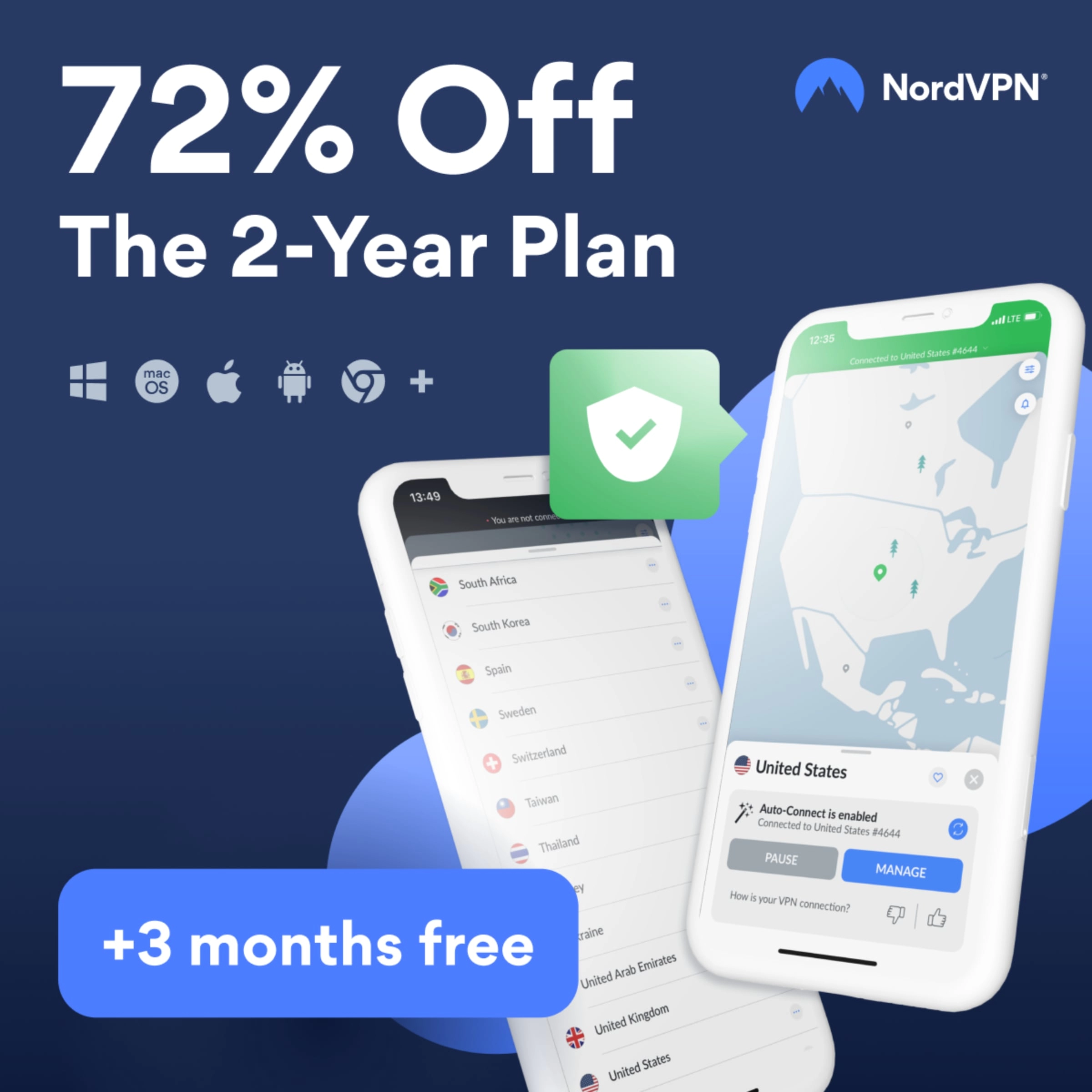 NordVPN-aanbieding - 72% KORTING + 3 maanden gratis