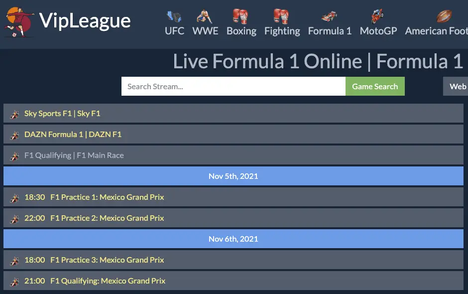 streaming sportif vipleague formule1