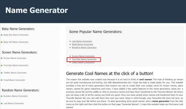 Generador de nombres