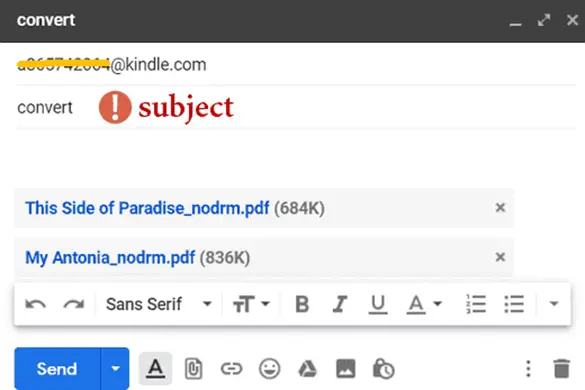 send pdf to kindle by email