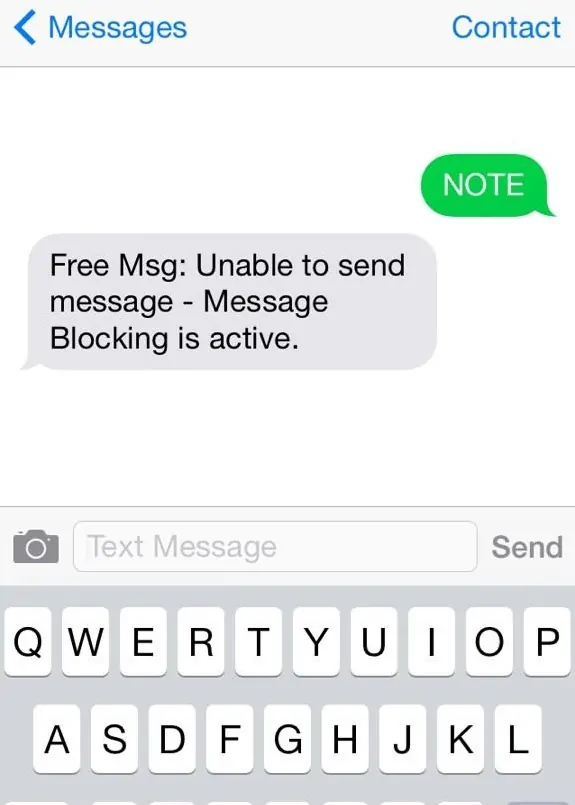 free msg Message blocking is active