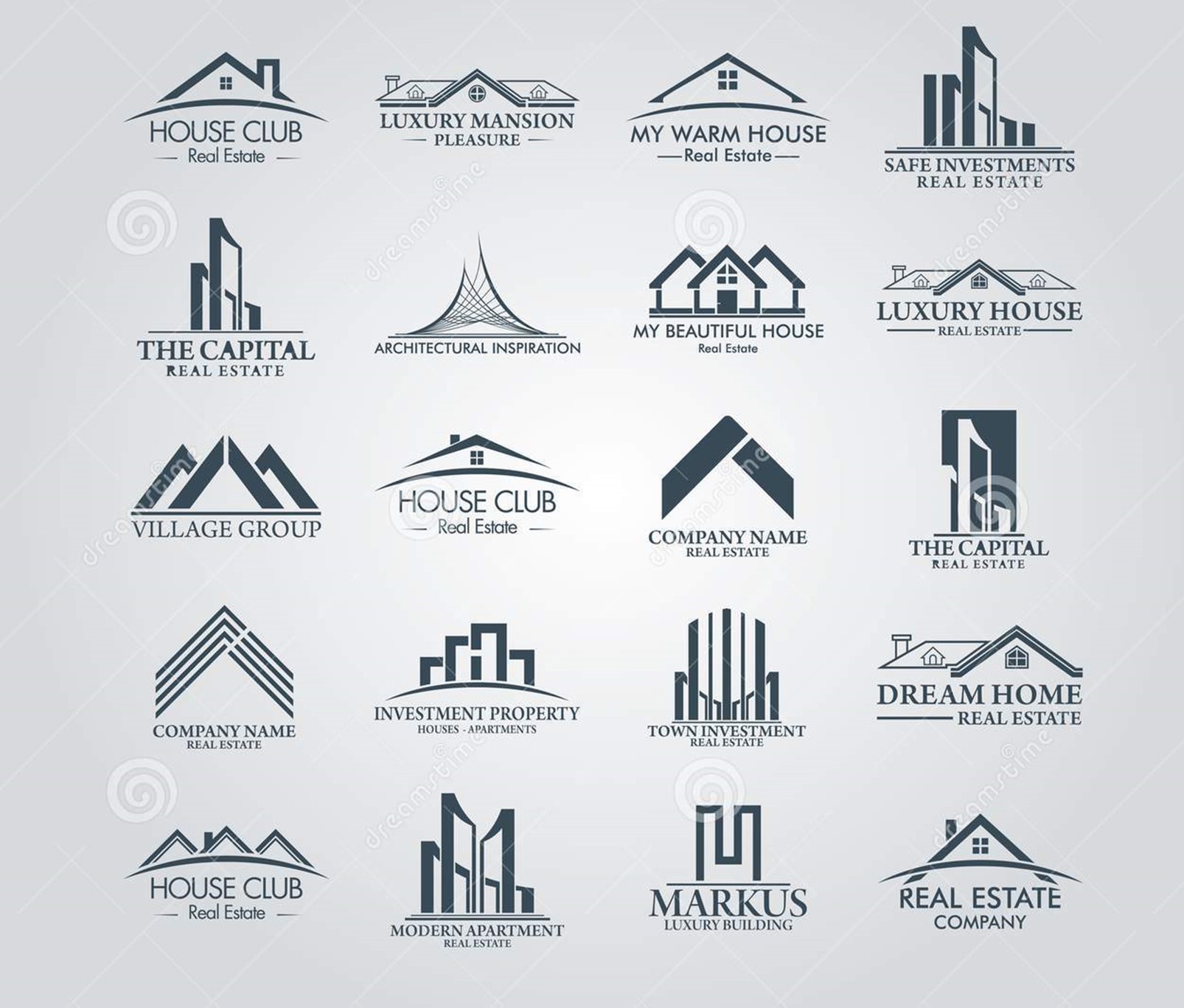 Ideias sólidas para logotipos e empresas de construção