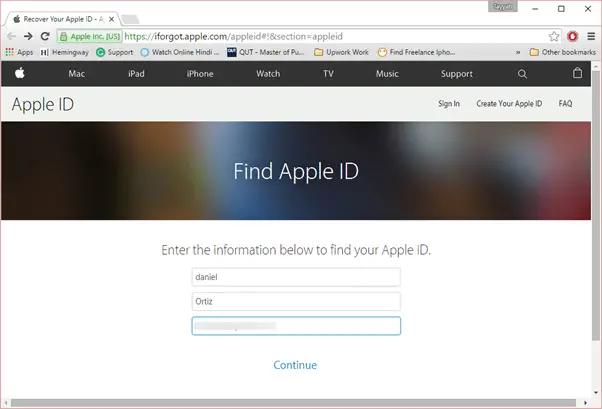 Zurücksetzen Apple ID Passwort auf dem Computer
