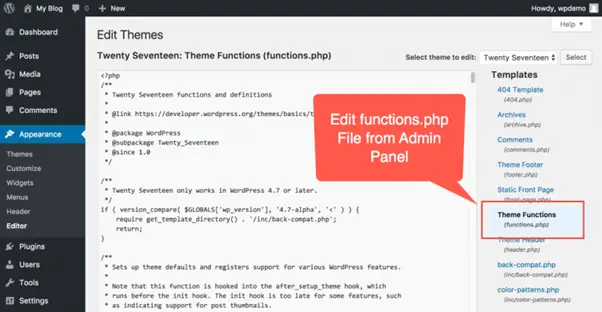 Otwórz swój plik functions.php
