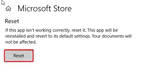 Reset de Microsoft Store1