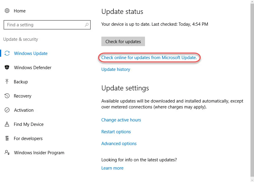 controlla online gli aggiornamenti da Microsoft per correggere Sembra che tu non abbia dispositivi applicabili collegati al tuo account Microsoft