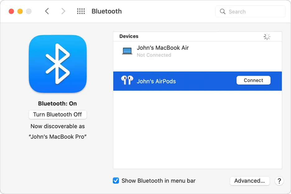 Konfigurera AirPods med din Mac och andra Bluetooth -enheter