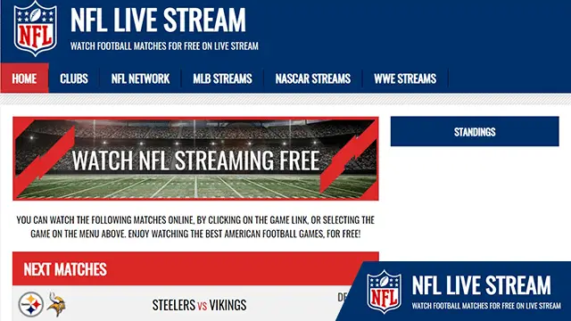 StreamNFL - Nettstedet fokuserer kun på NFL Live Streams