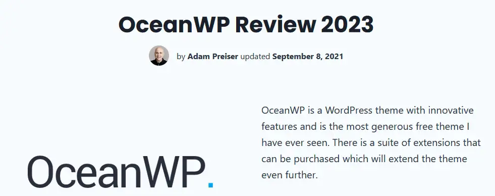 OceanWP-rekommendationer
