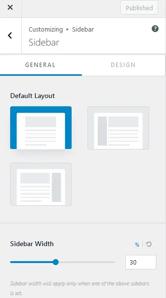 Opzioni di layout e design della barra laterale