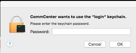 commcenter wants to use the login keychain