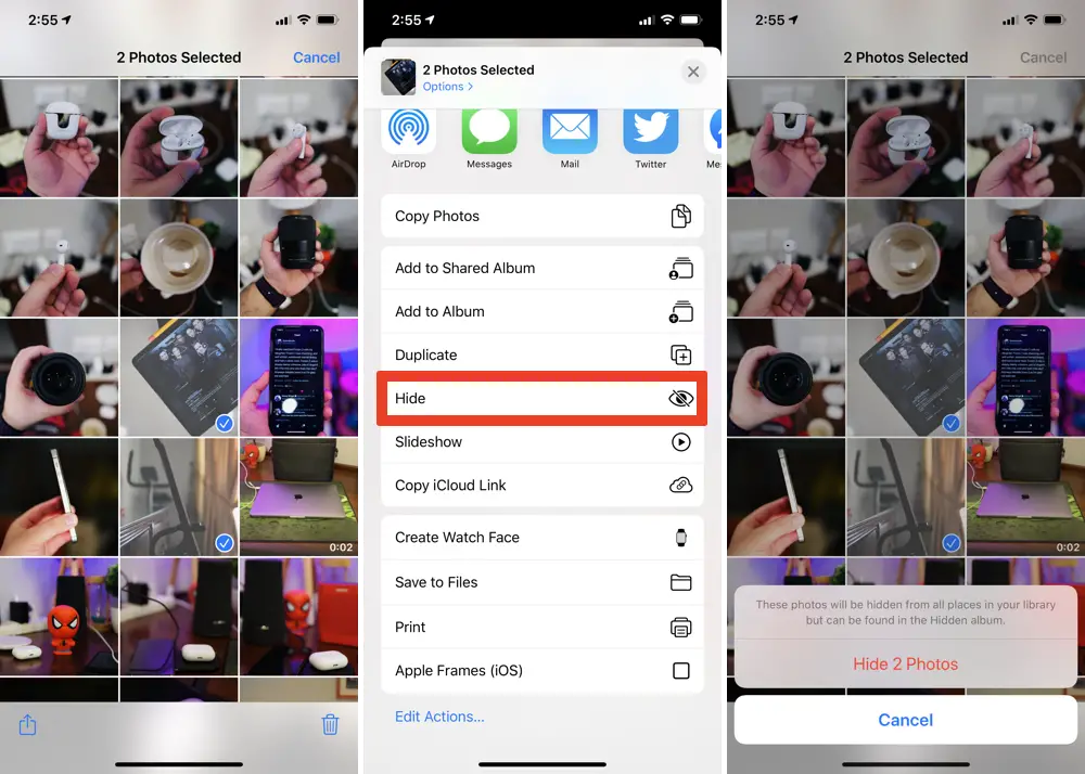 hide private photos on iphone and ipad