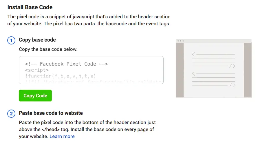 Código base de instalação do Pixel do Facebook para WordPress