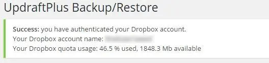 copia de seguridad para el éxito de Dropbox