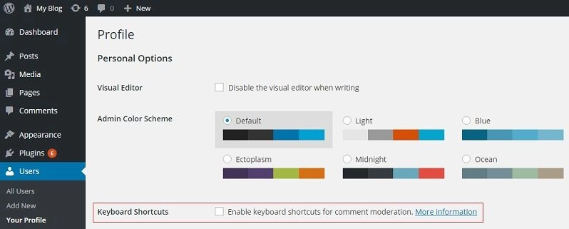 enable keyboard shortcuts