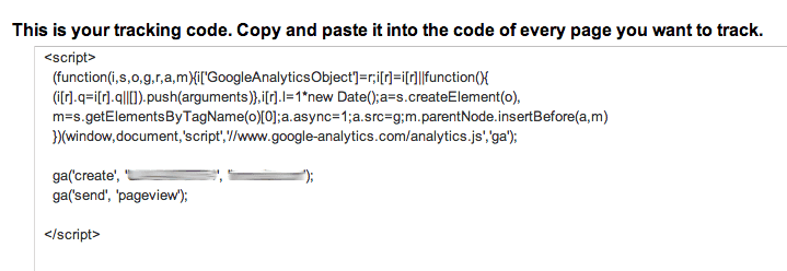 Codice di monitoraggio di Google Analytics